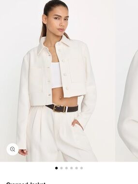 Good American Cream Cropped Utility Jacket